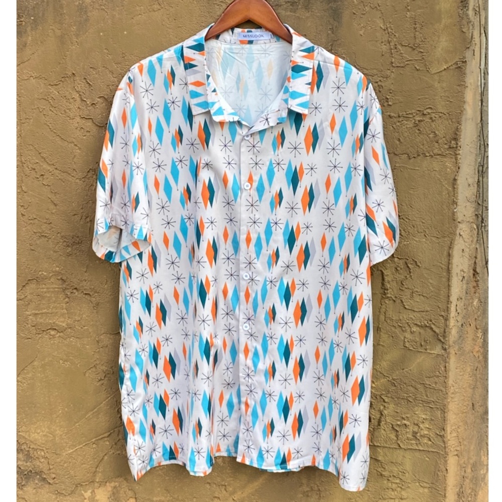 Misslook Retro Style Men’s Casual Shirt Sleeve Shirt Sz XXL